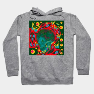 skeleton flower of the death ecopop in buttefly homunculus mexican green art Hoodie